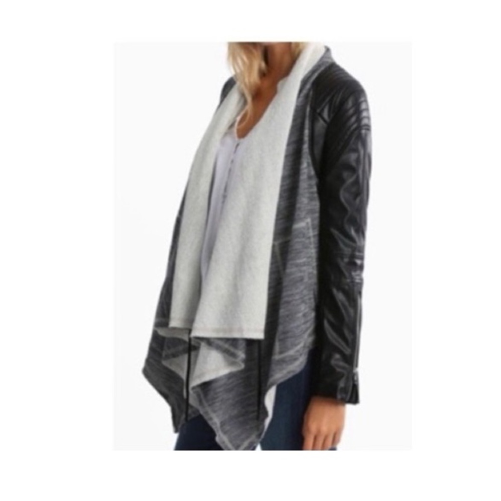 BlankNYC Dating and Waiting Faux Leather Draped‎ Jacket